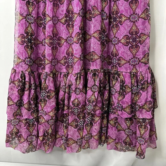 Walter 100% Silk Babydoll Dress Sz 4 Purple Ruffle Tiered Empire Waist Romantic - Picture 4 of 15